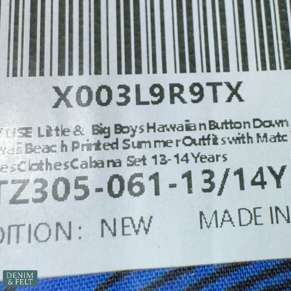 Tunevuse Boys Hawaiian 3pc Cabana Set Shirt Shorts Hat Blue Hawaii Print NEW - Picture 8 of 9